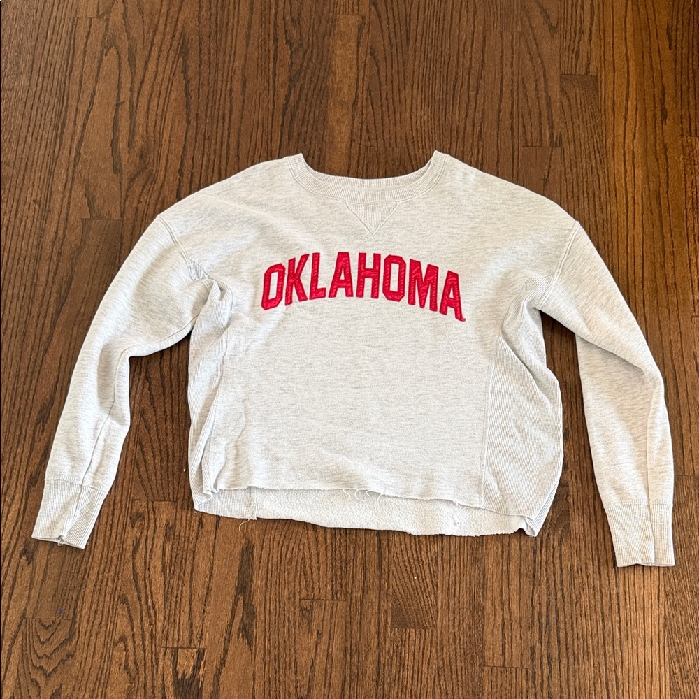 Top of the World Gray and Red Oklahoma Sweatshirt